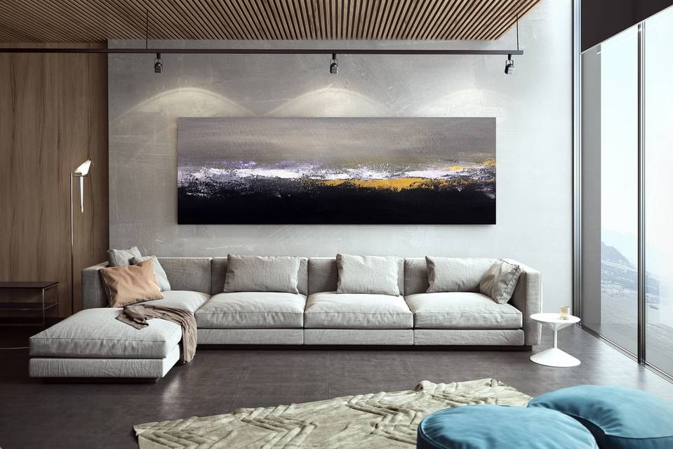 Office Hand-Painted Grey handmade textured painting for entryway